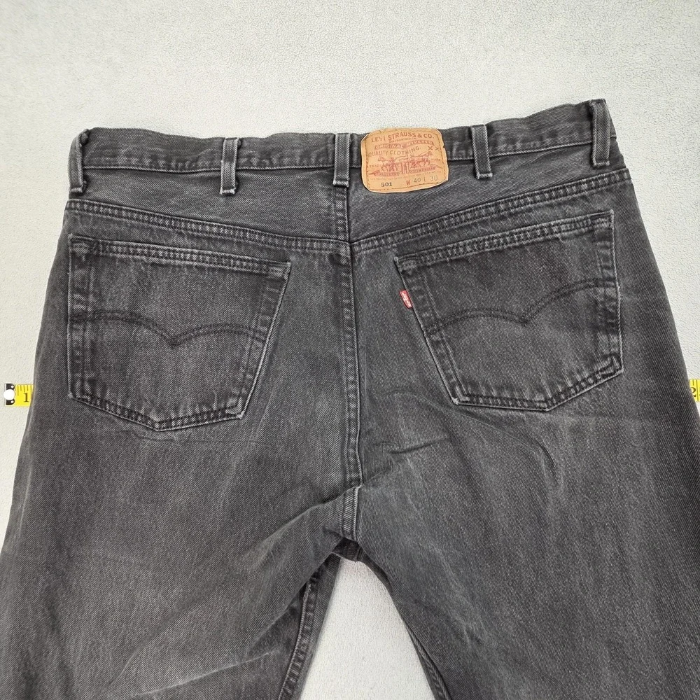 Vintage Levis 501 Jeans Mens Charcoal Straight Button Fly USA 90s Fits 38x27 - Picture 16 of 16